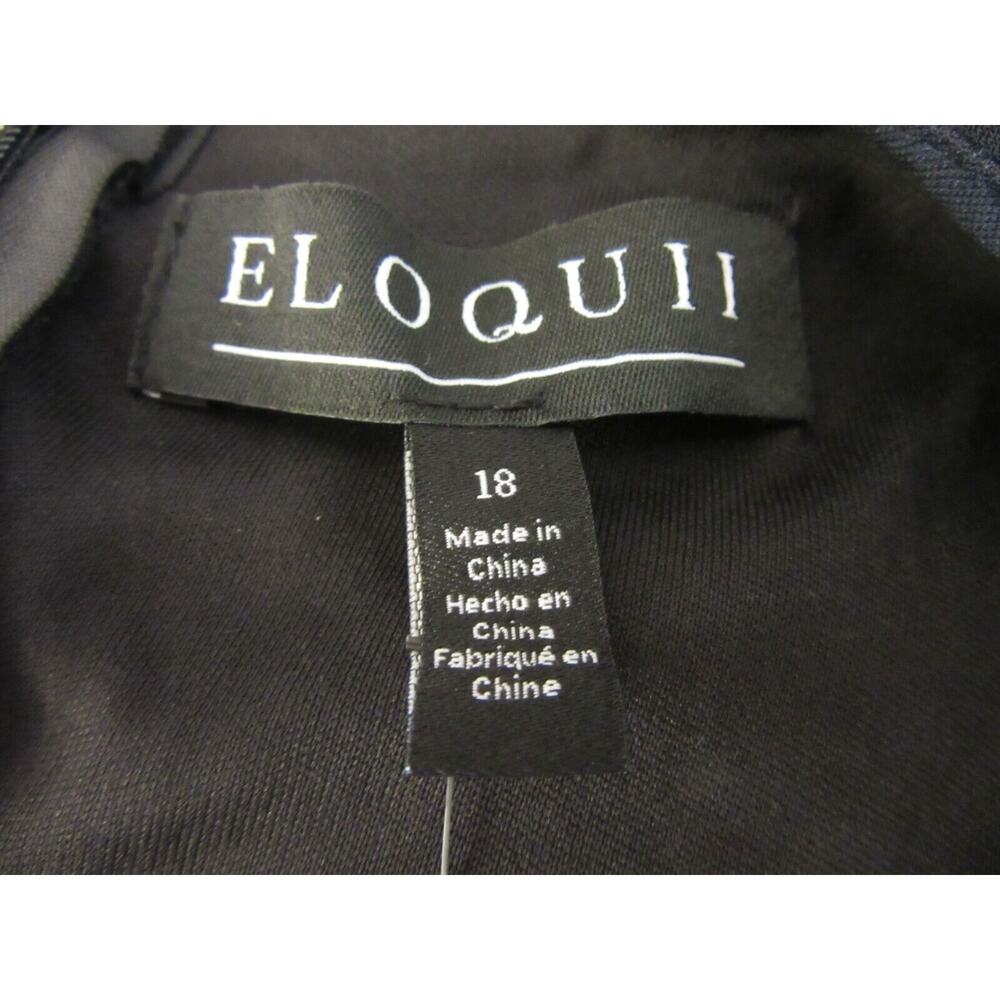 ELOQUII Black Women's V-Neck Long Sleeves 18 Dinner Evening Knee Length Dress - Picture 5 of 6